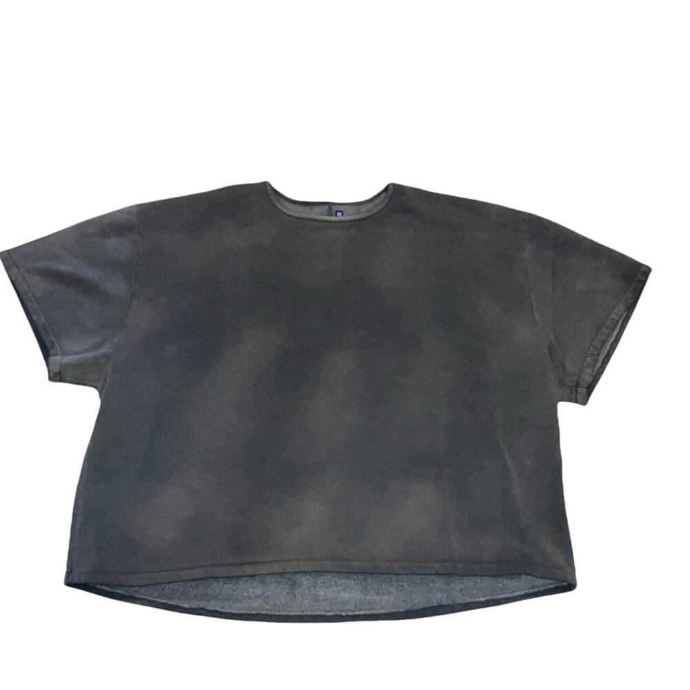 Yeezy X Gap Gray Cropped Boxy Fit Fleece Yoke Oversized Tee Size XL